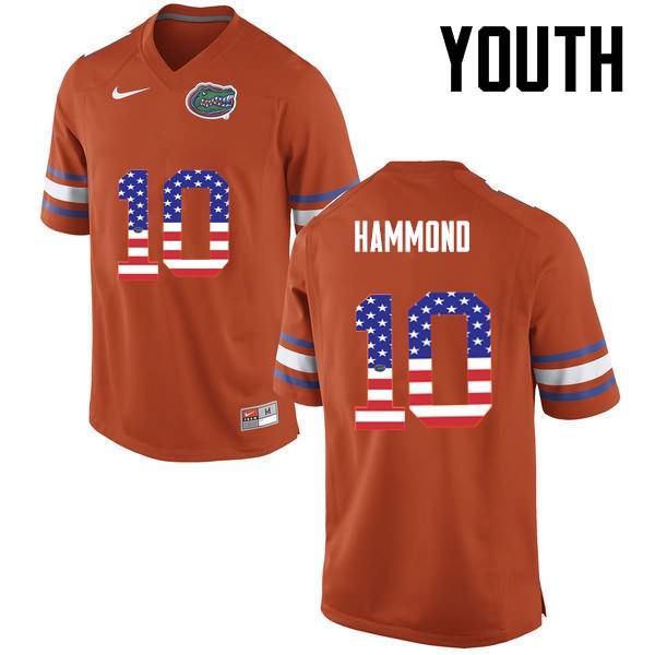 NCAA Florida Gators Josh Hammond Youth #10 USA Flag Fashion Nike Orange Stitched Authentic College Football Jersey QFS8664DU